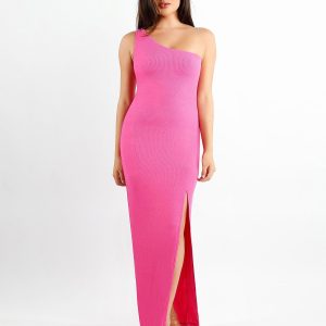 Shapewear Modal One Shoulder Front Slit Slimming Maxi Dress