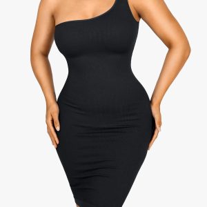 Shapewear One Shoulder Bodycon Mini Dress