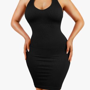 Shapewear Halter Neck Deep U Mini Seamless Dress