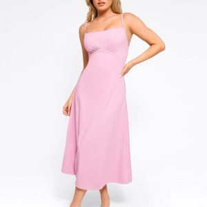 Shapewear Built-In Sculpting A-Line Midi Slip Dress