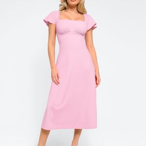 Shapewear Built-In Tummy Control A-Line Midi Dresses